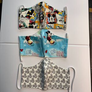 Handmade Disney Face Mask Set of 3 - Unused - Adult Size